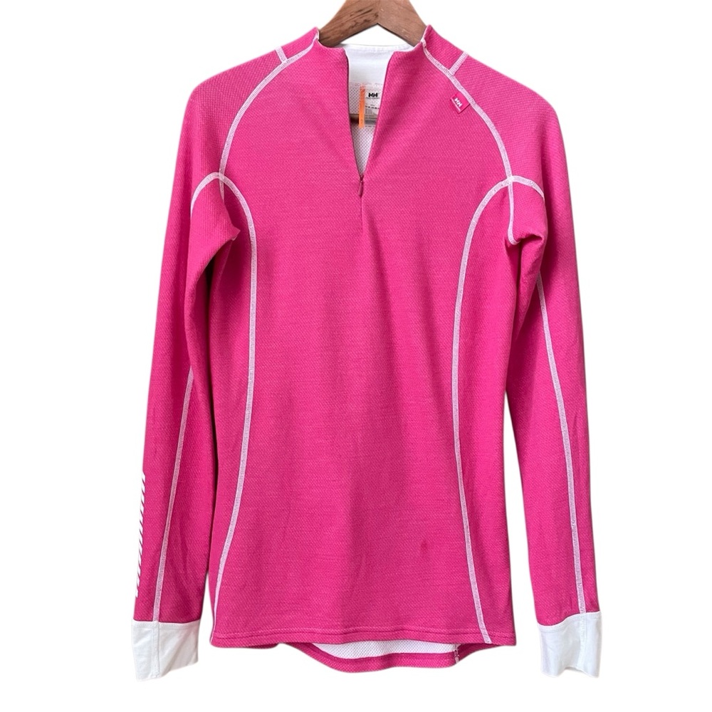 Helly Hansen 1/4 Zip Merino Base Layer Pink Large Long Sleeve Ski Activewear
